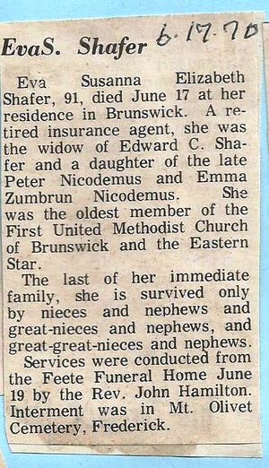 Eva Susanna Elizabeth Shafer Obituary June 1970.jpg