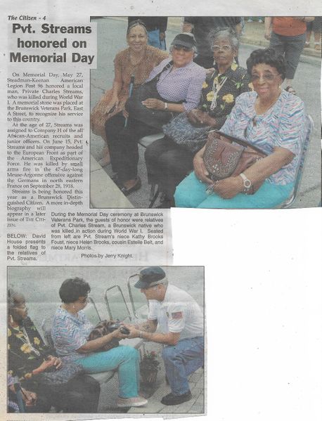 File:American Legion 2019 Honor Pvt. Streams from The Brunswick Citizen, Vol 46, No 22, June 6, 2019.jpg