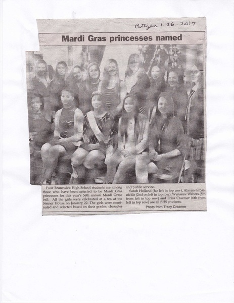 File:Students 2017, Mardi Gras princesses from The Brunswick Citizen, January 26 2017.pdf