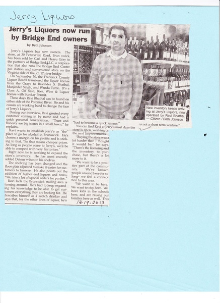 File:Jerry's Liquor, New Owners from The Brunswick Citizen, December 19, 2013.pdf