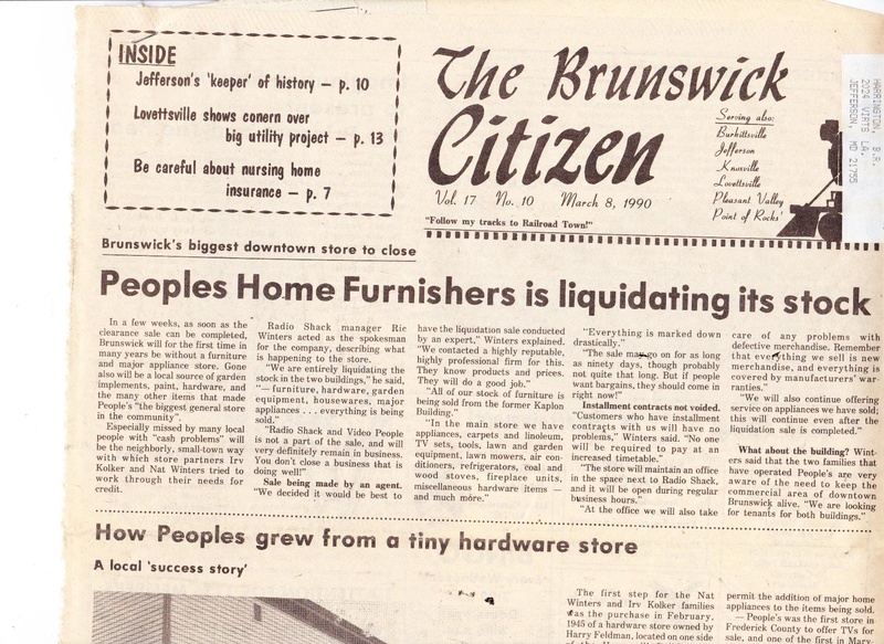 File:Peoples Home Furnishings Closing from The Brunswick Citizen, March 8, 1990.pdf