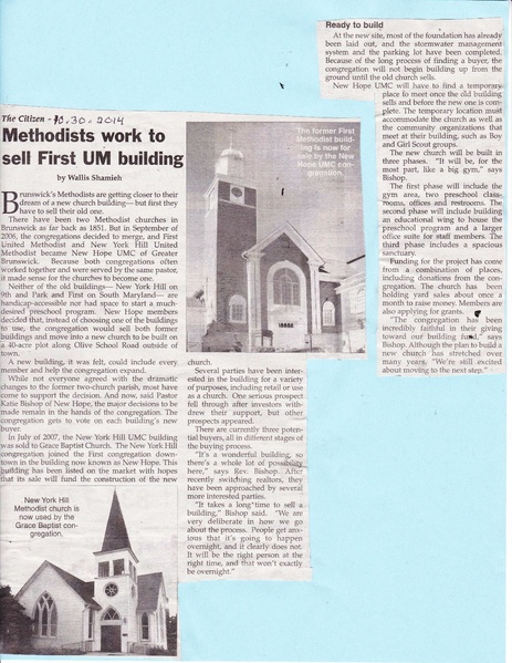 File:New Hope Methodist- sale of UM building from The Brunswick Citizen, October 30, 2014.pdf