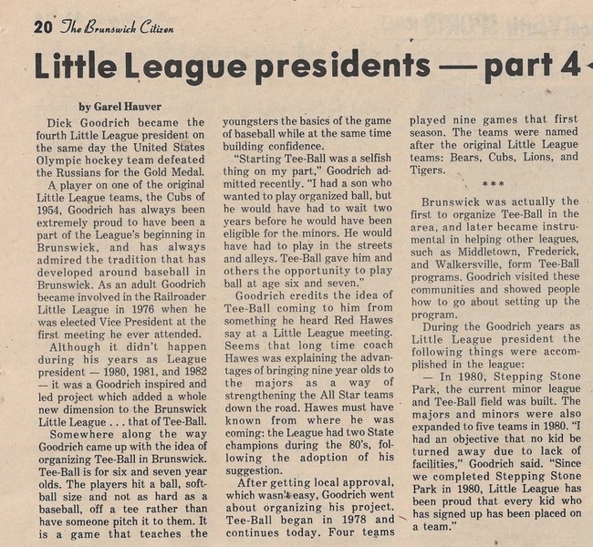 File:Little League Presidents Part 4, Dick Goodrich from The Brunswick Citizen, Vol 12, No 22, May 30, 1985.pdf