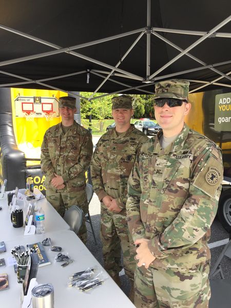 File:Left to right, PFC Jack Williams and Staff Sargeant Richard Morrison, both of Brunswick. Sargeant Mark pavlovic of Pittsburg, PA. Photo from Caroline Mansfield 2017.jpg