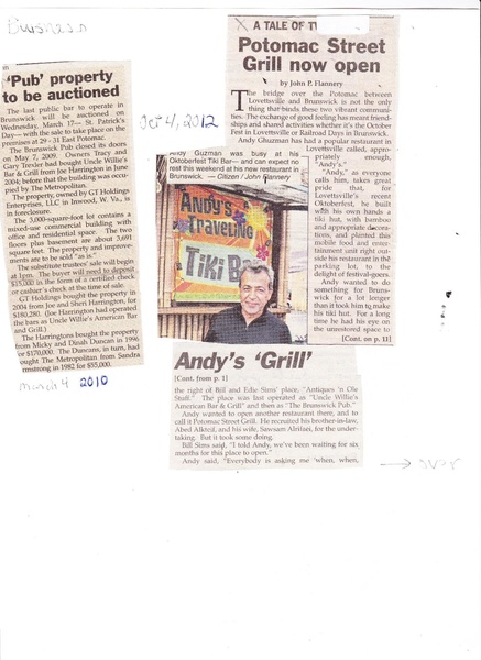 File:Potomac Street Grill Opens from The Brunswick Citizen, October 4, 2012 (1).pdf