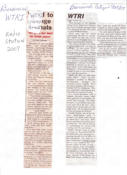 File:Radio Station, WTRI from The Brunswick Citizen, September 27, 2007.pdf