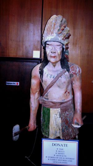 Red Man Hall Indian Statue in 2019.JPG