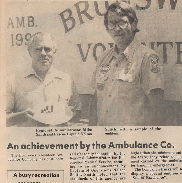File:Ambulance Company 1984 Inspection, Nelson Smith from The Brunswick Citizen, Vol 11, No 28, July 12, 1984.jpg
