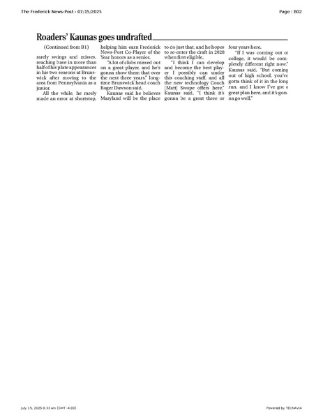 File:Railroaders’ Ty Kaunas goes undrafted, FrederickNewsPost, 2025.07.15.pdf