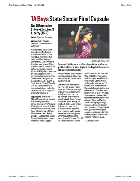 File:1A Boys State Soccer Final Capsule, FrederickNewsPost, 2024.11.16.pdf
