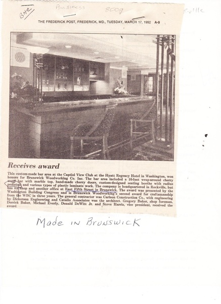 File:Brunswick Woodworks, Receives Award from The Frederick News Post, March 17, 1992.pdf