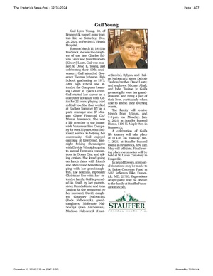 Gail Young obituary, FrederickNewsPost, 2024.12.31.pdf