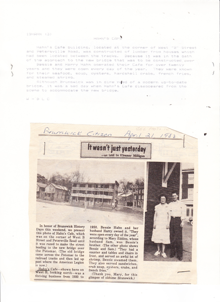 File:Hawn's Cafe, Petersville Road from The Brunswick Citizen, April 21, 1988.png