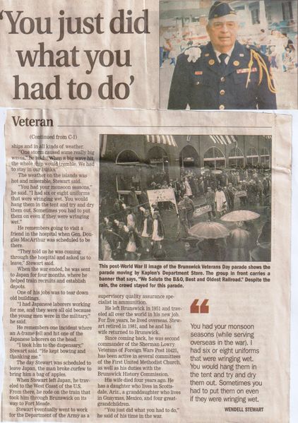 File:Veterans Day Parade 2017, Wendell Stewart Grand Marshal from The Brunswick Citizen, October 28, 2017 (2).jpg