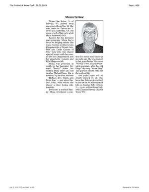Mona Strine, FrederickNewsPost, 2025.07.02.pdf