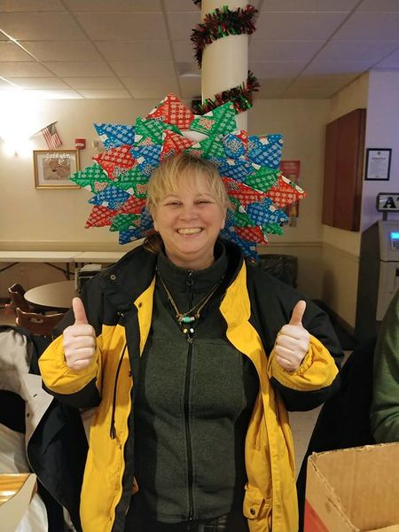 File:American Legion 2018, Tracey Pitcock of West Virginia won the won this holiday hat. December 2018.jpg