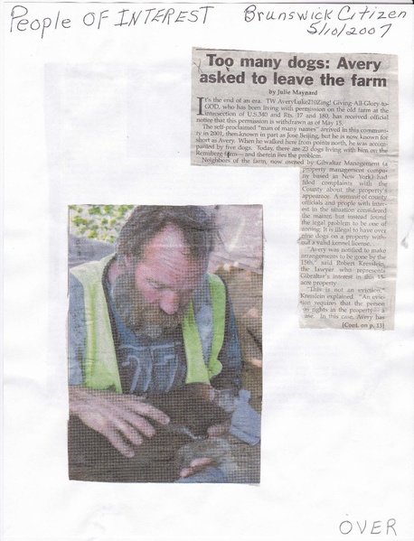 File:T W Avery -Too many dogs from The Brunswick Citizen, May 10, 2007 (1).pdf