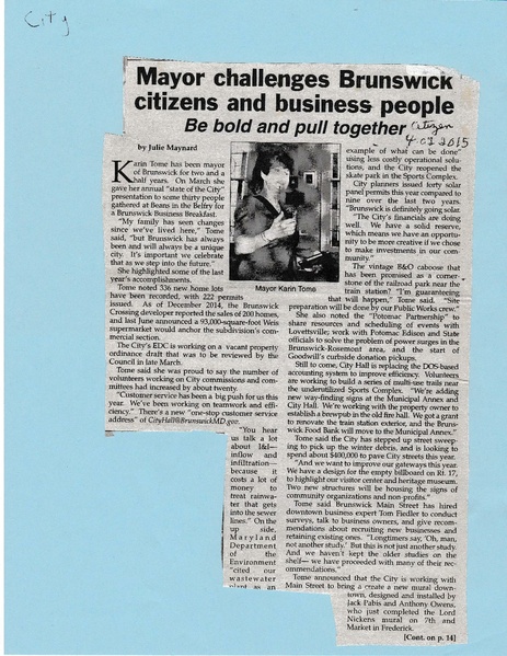 File:Mayor Karin Tome State of the City April 2, 2015 from The Brunwick Citizen.pdf