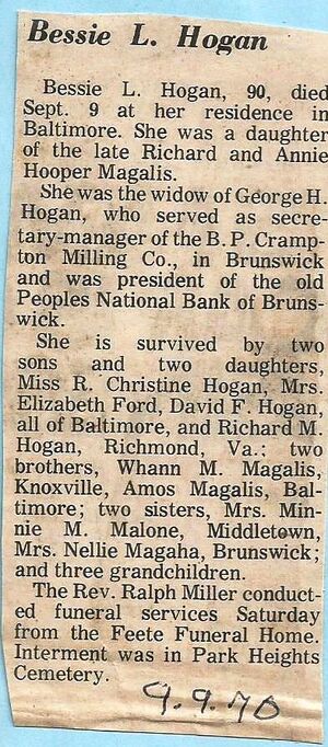 Bessie L. Hogan Obituary September 1970.jpg