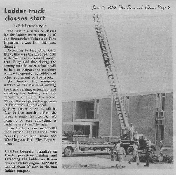 File:Fire Department 1982, Ladder Truck Classes Start from The Brunswick Citizen, Vol 9, No 23, June 10, 1982.jpg