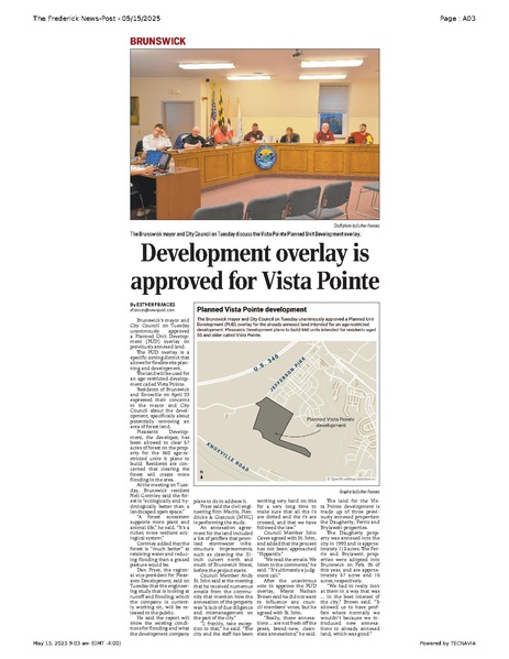 File:Development overlay is approved for Vista Pointe, FrederickNewsPost, 2025.05.15.pdf