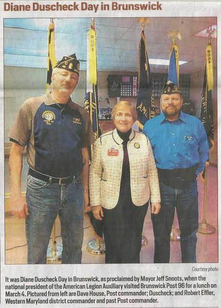 File:American Legion 2018, Diane Duscheck Day in Brunswick from the Frederick News Post April 13, 2018.jpg