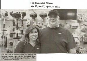 Ace Hardware ,Lisa and Keith Gilbert, April 2016.jpg