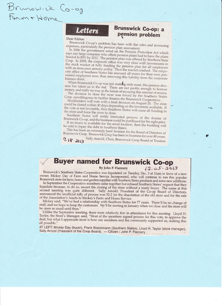 File:Brunswick Co-Op Southern States now Farm and Home from The Brunswick Citizen, December 5, 2013.png