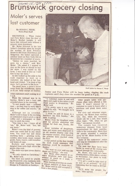 File:Moler's Grocery Closing from The Frederick News Post, June 15, 1990.pdf