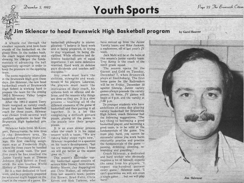 File:Basketball 1982, Jim Sklencar Heads Basketball Program from The Brunswick Citizen, Vol 9, No 47, December 2, 1982.jpg