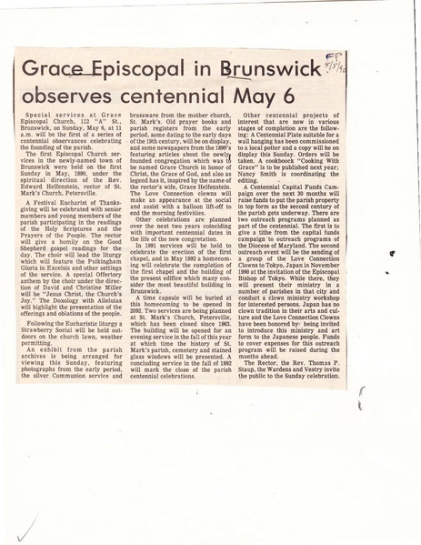 File:Grace Episcopal Centennia 1890, from The Frederick News-Post,May 5, 1990.pdf