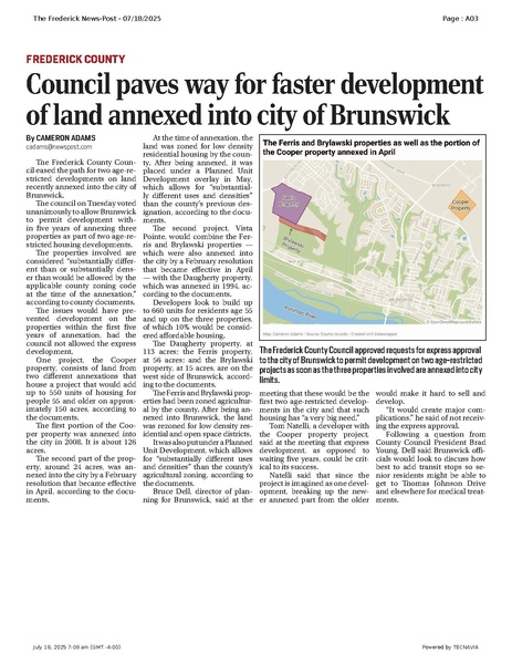 File:Council paves way for faster development of land annexed into city of Brunswick, FrederickNewsPost, 2025.07.18.pdf