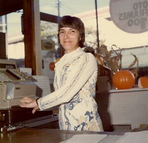 J.J. Newberry's, Mrs. Rosalie Webber at the cash register.jpg