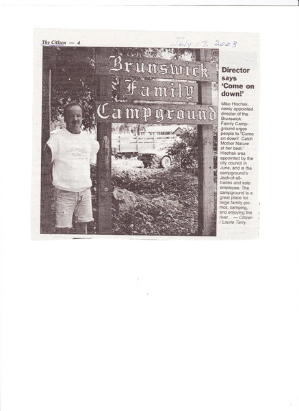 File:Campground Manager Mike Hischak from The Brunswick Citizen, July 17, 2003.pdf
