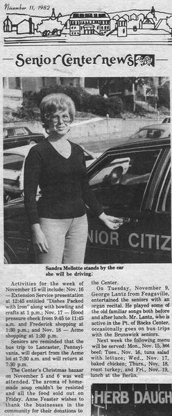 File:Senior Center News, Sandra Mellotte (1) from The Brunswick Citizen, Vol 9, No 44, Novembr 11, 1982.jpg