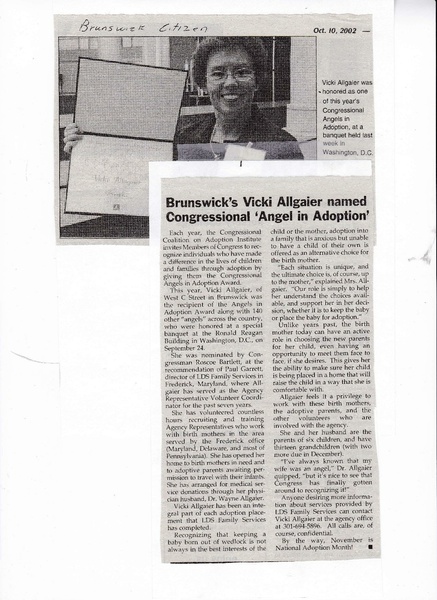 File:Vicki Allgaier,Angel in Adoption from The Brunswick Citizen, October 10, 2002.pdf