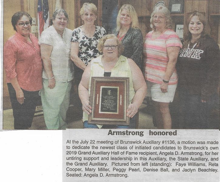 File:American Legion 2019 Auxiliary Angela Armstrog Honored from The Brunswick Citizen, Vol 46, No 32, August 22, 2019.jpg