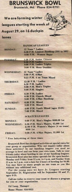 Brunswick Bowl Newspaper Ad in the late 1970s..jpg