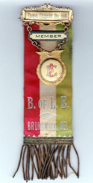 File:Union ribbons were issued by the various railroad trade unions and worn for various occasions (2).jpg