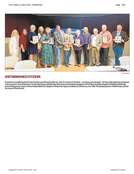File:Brunswick's 2024 Distringuished Citizens, in Frederick News-Post, 2024.09.28.pdf