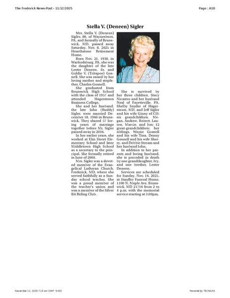 File:Stella V. (Deneen) Sigler, FrederickNewsPost, 2025.11.12.pdf