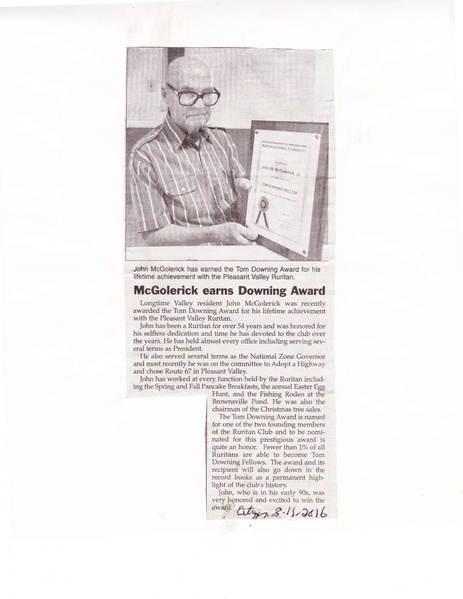File:Ruritan 2016 McGolerick, John wins Downing award from The Brunwick Citizen, August 19, 2016.pdf