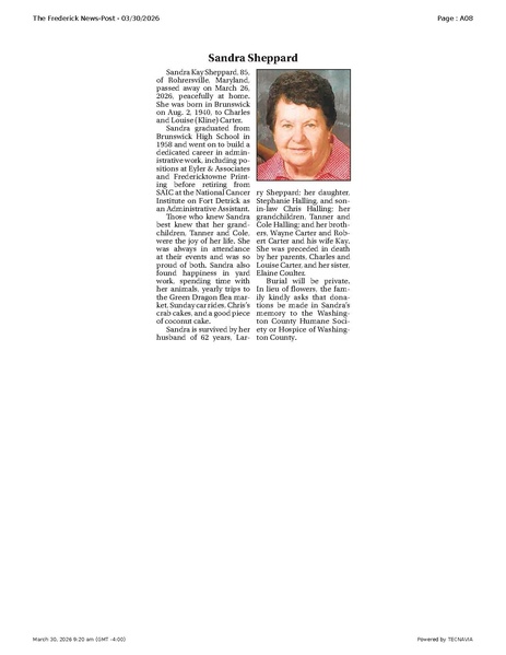 File:Sandra Sheppard, FrederickNewsPost, 2026.03.30.pdf