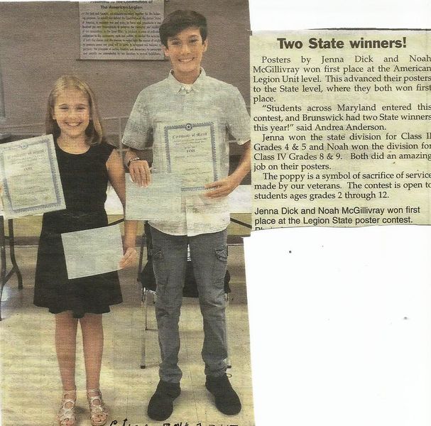 File:American Legion 2017, Jenna Dick and Noah McGillivray poster winners from the Brunswick Citizen, September 14, 2017.jpg