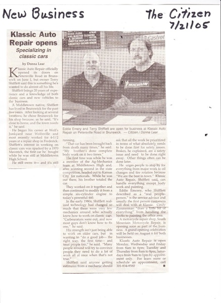 File:Klassic Auto Repair from the Brunswick Citizen, July 21, 2005.pdf
