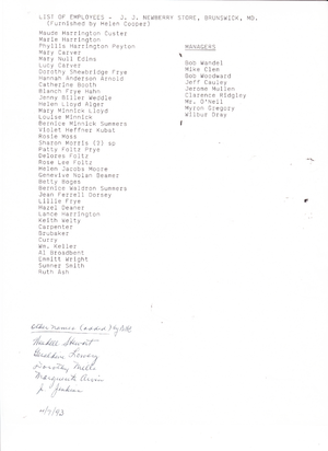 J. J. Newberrys employees over the years 1943.png