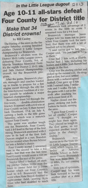 File:Little League 2015 District Title from The Brunswick Citizen, July 16, 2015.pdf
