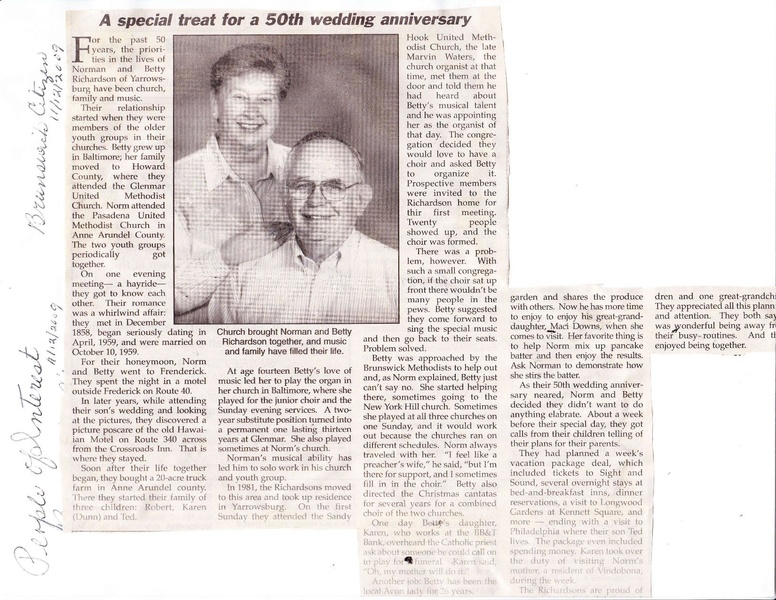 File:Norman and Betty Richardson celebrate 50th Wedding Anniversary from The Brunswick Citizen, November 12, 2009.pdf