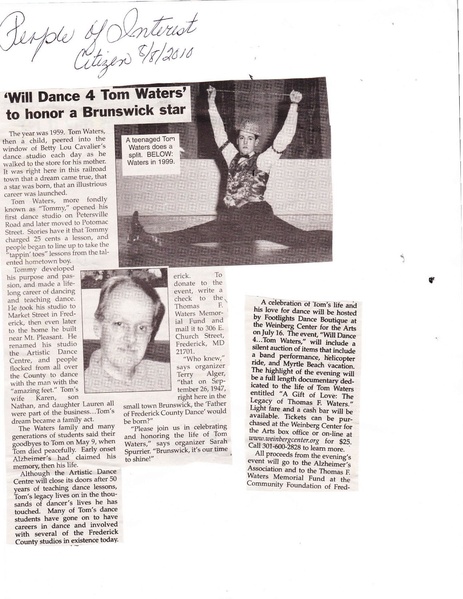 File:Tom Waters, will dance from The Brunswick Citizen, August 8, 2010.pdf