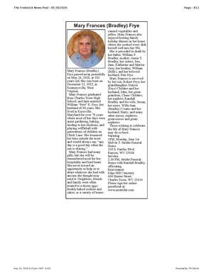 Mary Frances (Bradley) Frye, FrederickNewsPost, 2026.05.30.pdf
